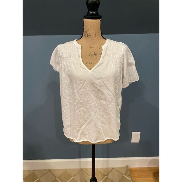GAP Women's White Flowy Short Sleeve V-Neck Blouse Size S - Picture 1 of 11